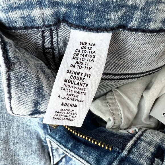 H&M Kids Acid Wash Distressed Stretch Jeans Size 10-11 (EUC) - Picture 4 of 7